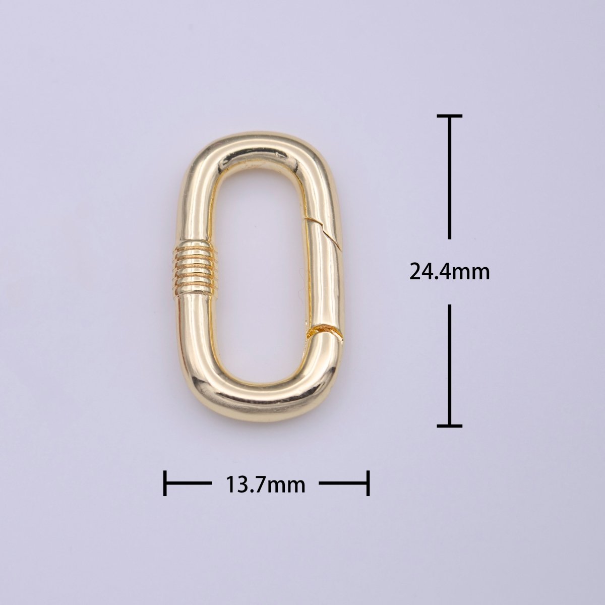 OS Gold Drill Textured 24.5mm Oval Oblong PUSH Spring Gate Ring Jewelry Supply | K-216