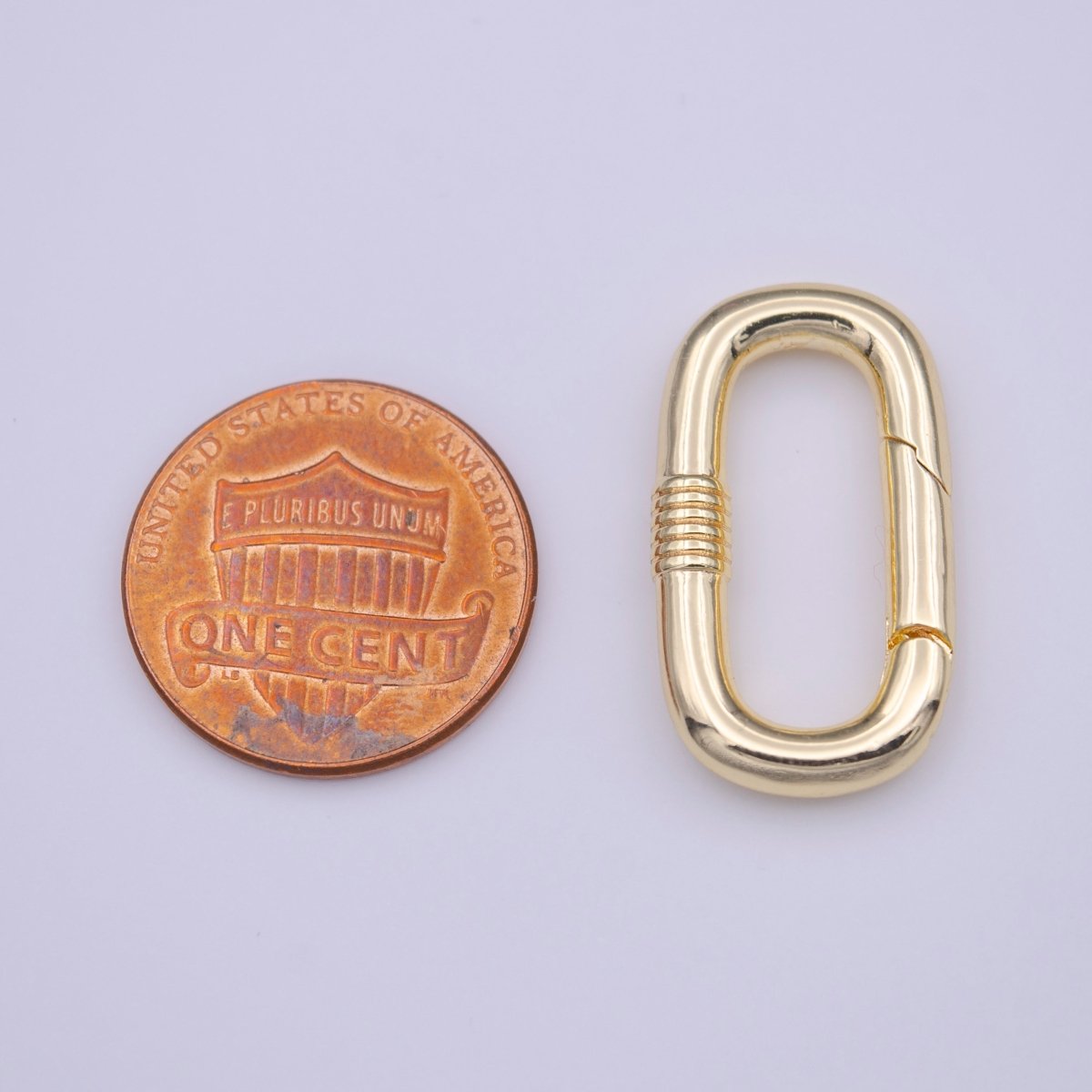 OS Gold Drill Textured 24.5mm Oval Oblong PUSH Spring Gate Ring Jewelry Supply | K-216