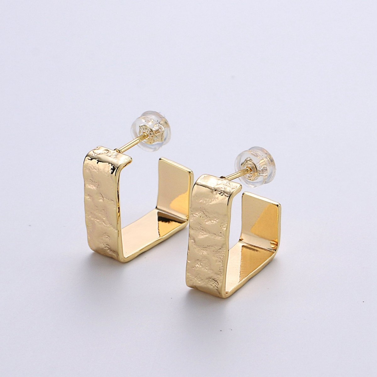 Gold earrings, Gold Square earrings, Hammered 14K gold filled simple everyday earrings Statement Minimalist Jewelry K-577