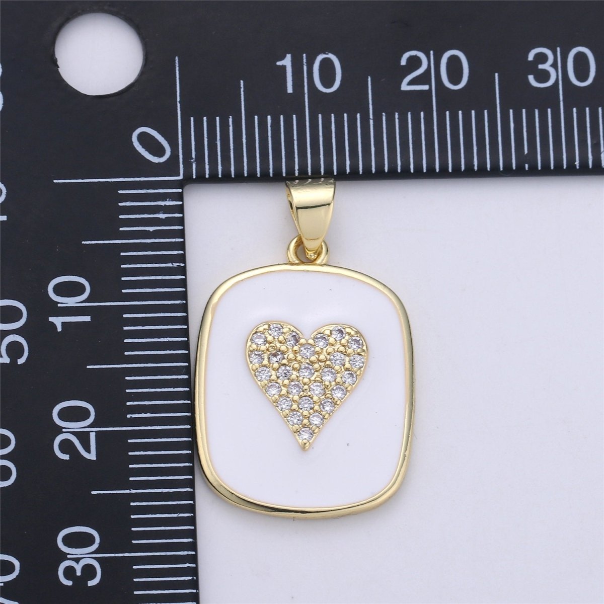 Gold Enamel Heart Charm Military Tag Pendant, Black White Love charm, Enamel Jewelry for Necklace Component I-448 I-449