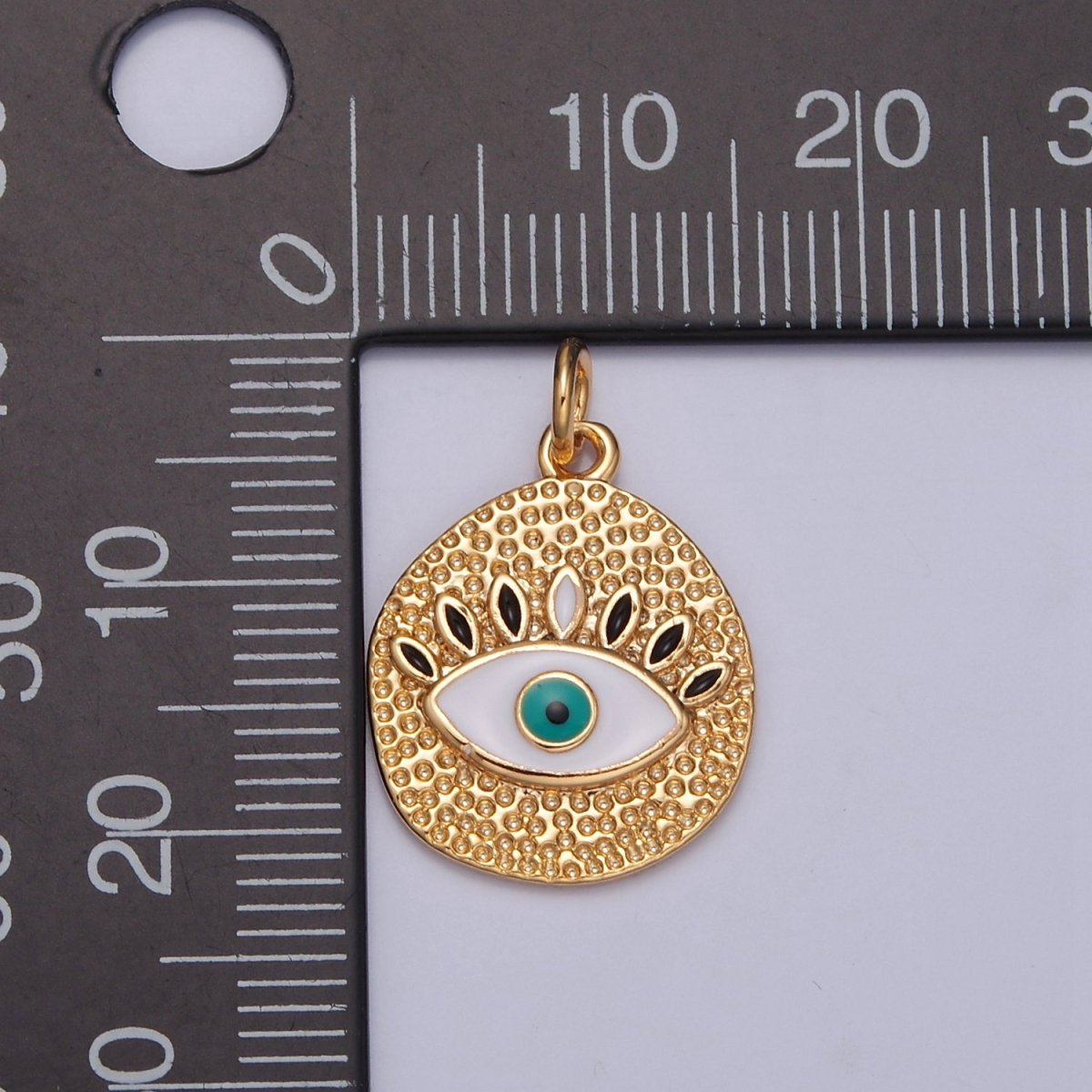 Gold Evil Eye Charm Necklace Bracelet for Amulet Protection Jewelry Hammered E-779