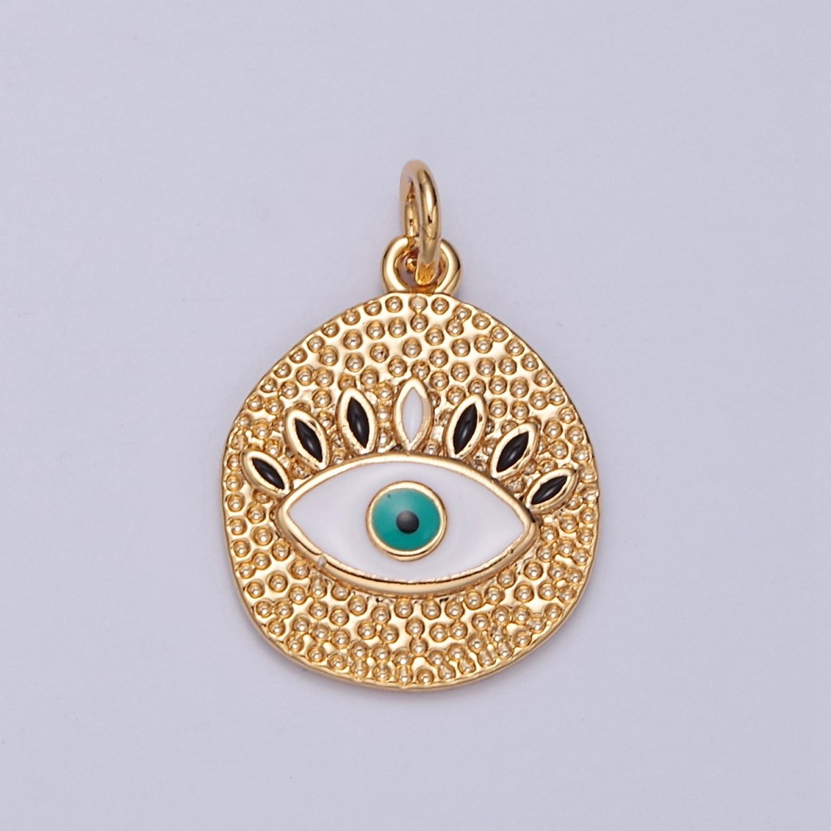 Gold Evil Eye Charm Necklace Bracelet for Amulet Protection Jewelry Hammered E-779