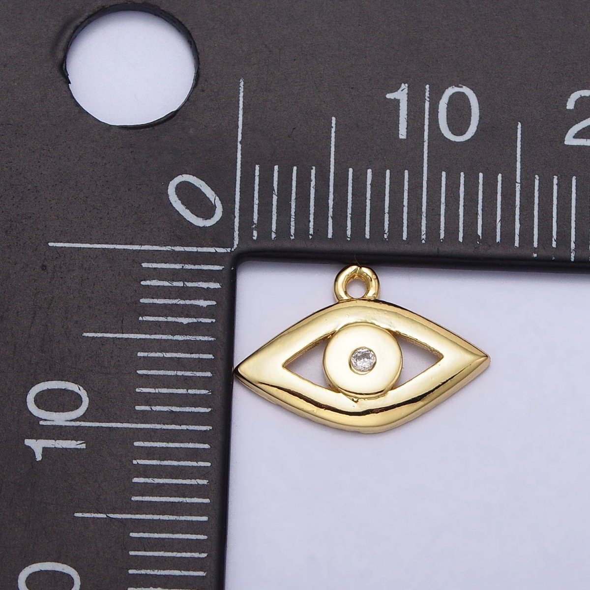 Gold Evil Eye Clear CZ Minimalist Add-On Mini Charm | AC208