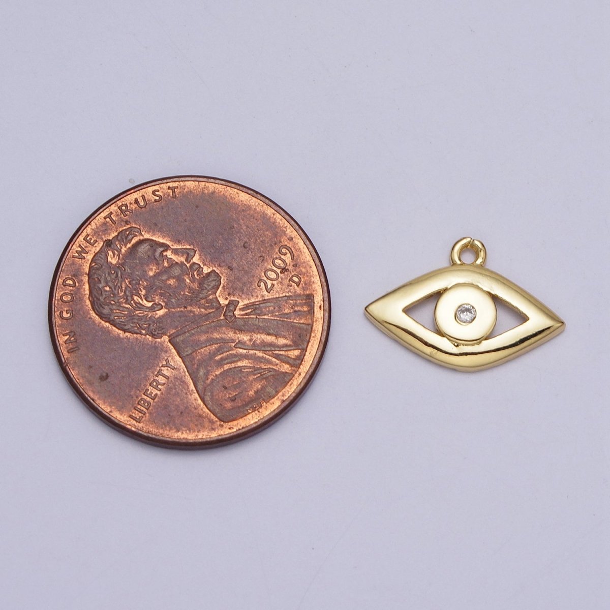 Gold Evil Eye Clear CZ Minimalist Add-On Mini Charm | AC208
