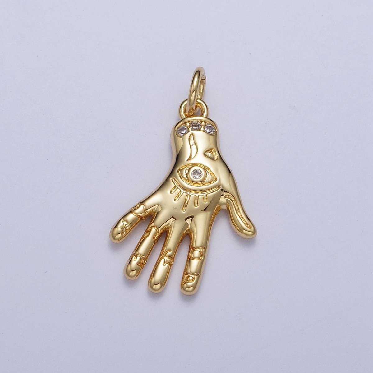 Gold Evil Eye Hamsa Hand Charm, Hand of Fatima Charm, Gold Amulet Charm Protection and Blessing For Jewelry Making AG-125