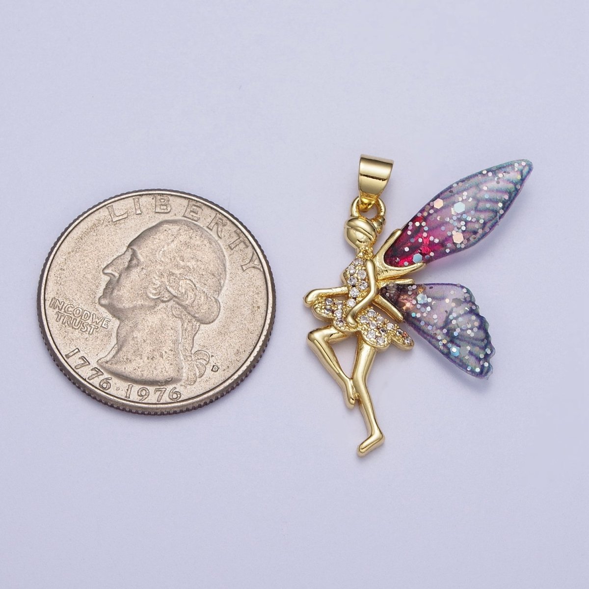 Gold Fairy Pendant Magical Dream Whimsical Charm H-666
