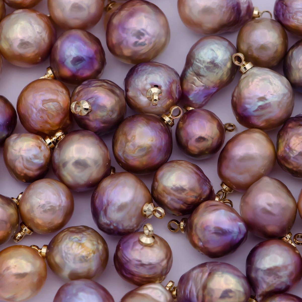 Gold Filled 8.5mm-12mm Purple Edison Baroque Pearl Charms For Jewelry Making | X-723