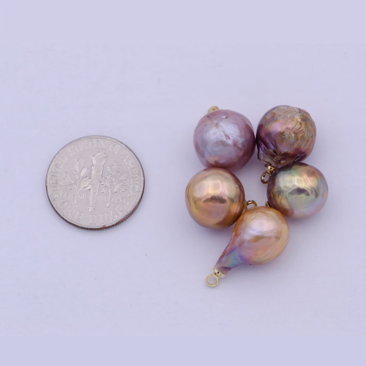 Gold Filled 8.5mm-12mm Purple Edison Baroque Pearl Charms For Jewelry Making | X-723