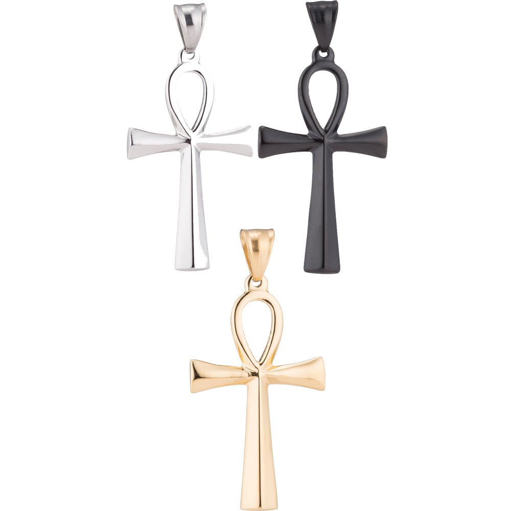 Gold Filled Ankh, Symbol of Life, Egyptian Pantheon, Crux Ansata, Cubic Zirconia Necklace Pendant Charm Bead Bails for Jewelry Making J-364