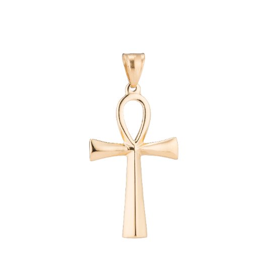 Gold Filled Ankh, Symbol of Life, Egyptian Pantheon, Crux Ansata, Cubic Zirconia Necklace Pendant Charm Bead Bails for Jewelry Making J-364