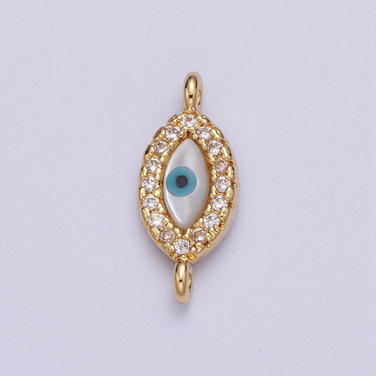 Gold Filled Clear Micro Paved CZ Evil Eye of Ra Connector Link For Protection Jewelry Making G-585