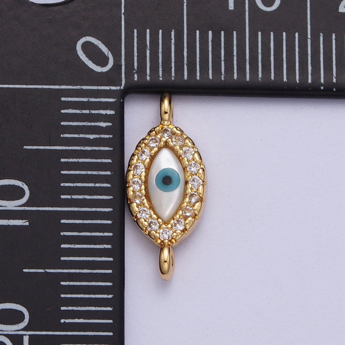 Gold Filled Clear Micro Paved CZ Evil Eye of Ra Connector Link For Protection Jewelry Making G-585