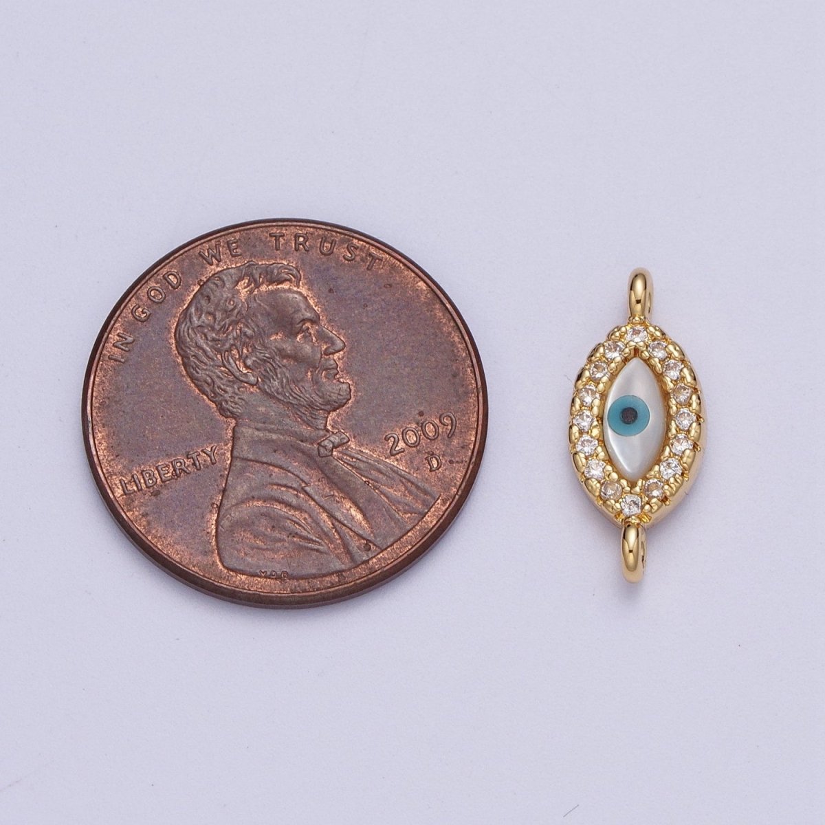 Gold Filled Clear Micro Paved CZ Evil Eye of Ra Connector Link For Protection Jewelry Making G-585