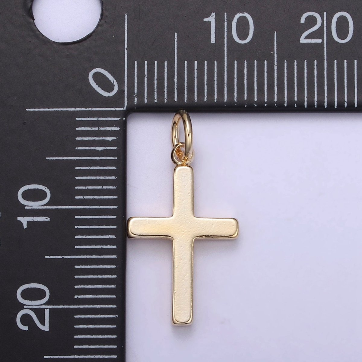 Gold Filled cross pendant, Simple Cross Charm, DIY Religion Jewelry Making Findings N-359