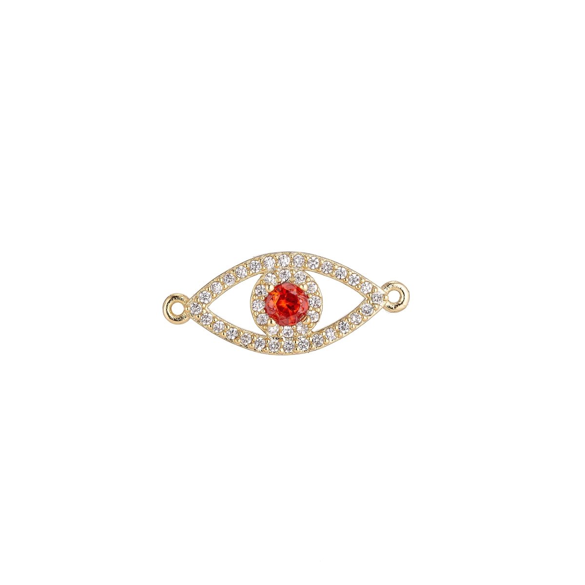 Gold Filled Cubic Zirconia Evil Eye Bracelet Connector Charm Bead Pendant for Jewelry Making Findings F-004