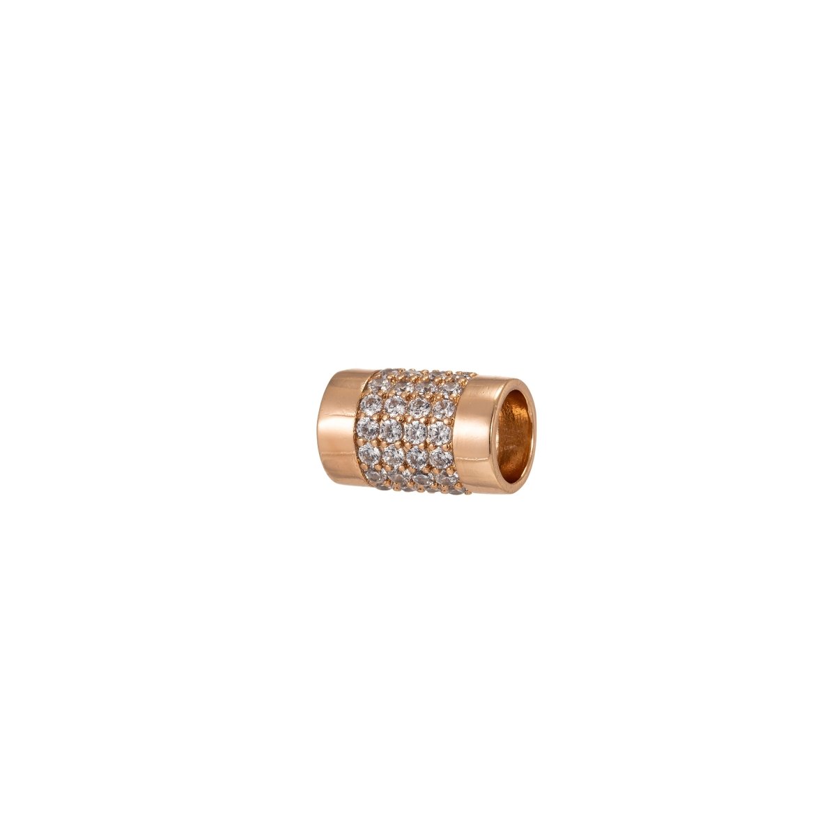 Gold Filled Cylinder Cubic Micro Pave Beads Spacer Beads, for DIY Jewelry Making Charms Shambala Bracelet, Bead Size 11x6.5mm Hole 4mm B-186