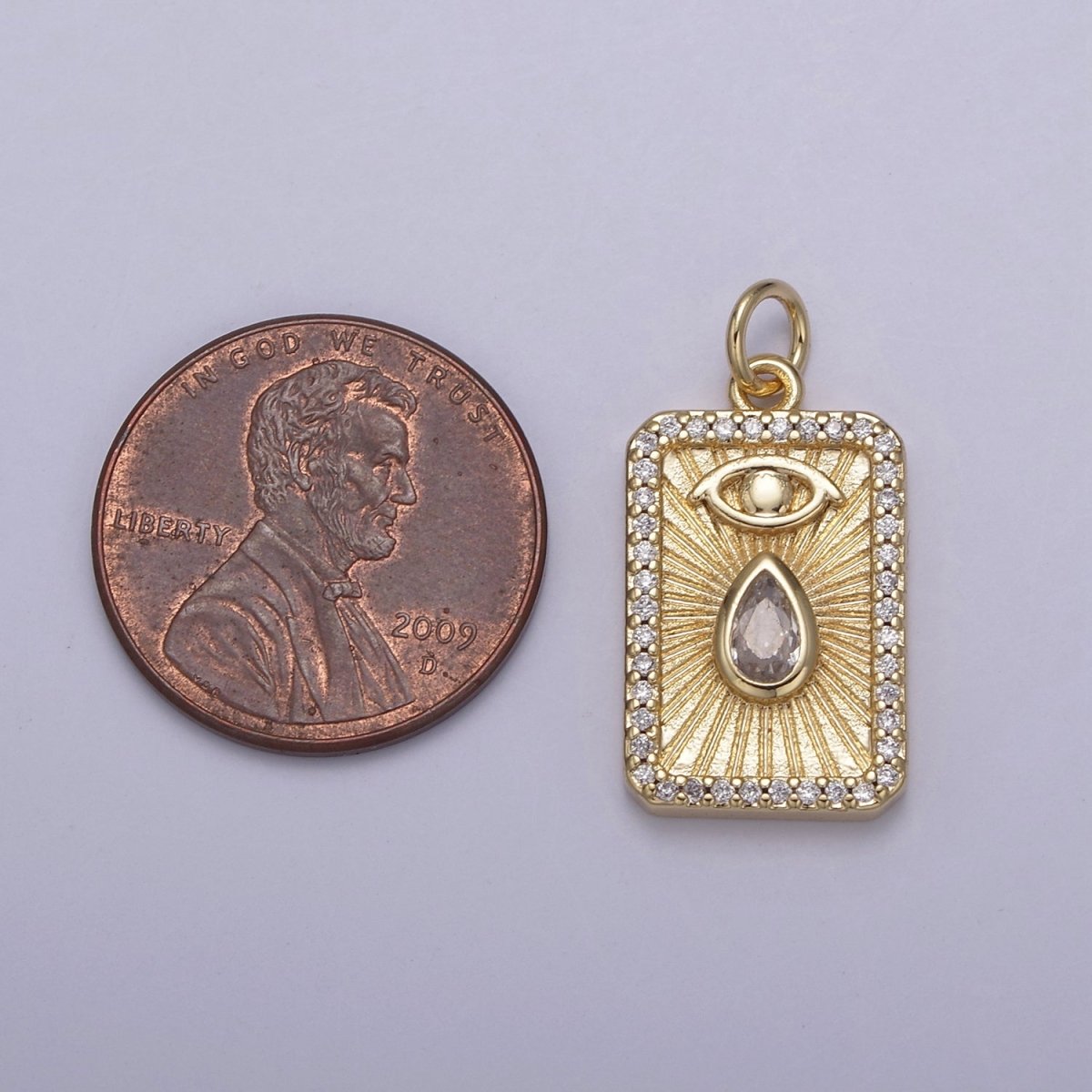 Gold Filled Evil Eye Charm Necklace Cubic Zirconia Tear Drop Evil Eye Charm Necklace, Rectangle Evil Eye Charm, Evil Eye Tag, Square Evil Eye Charm, Eye of Ra N-777 - N-780