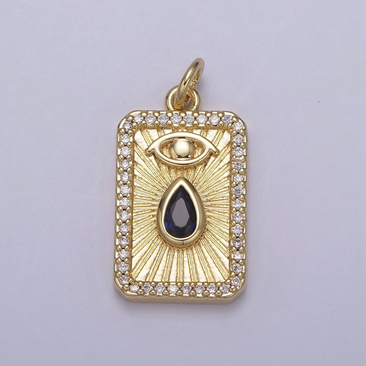 Gold Filled Evil Eye Charm Necklace Cubic Zirconia Tear Drop Evil Eye Charm Necklace, Rectangle Evil Eye Charm, Evil Eye Tag, Square Evil Eye Charm, Eye of Ra N-777 - N-780