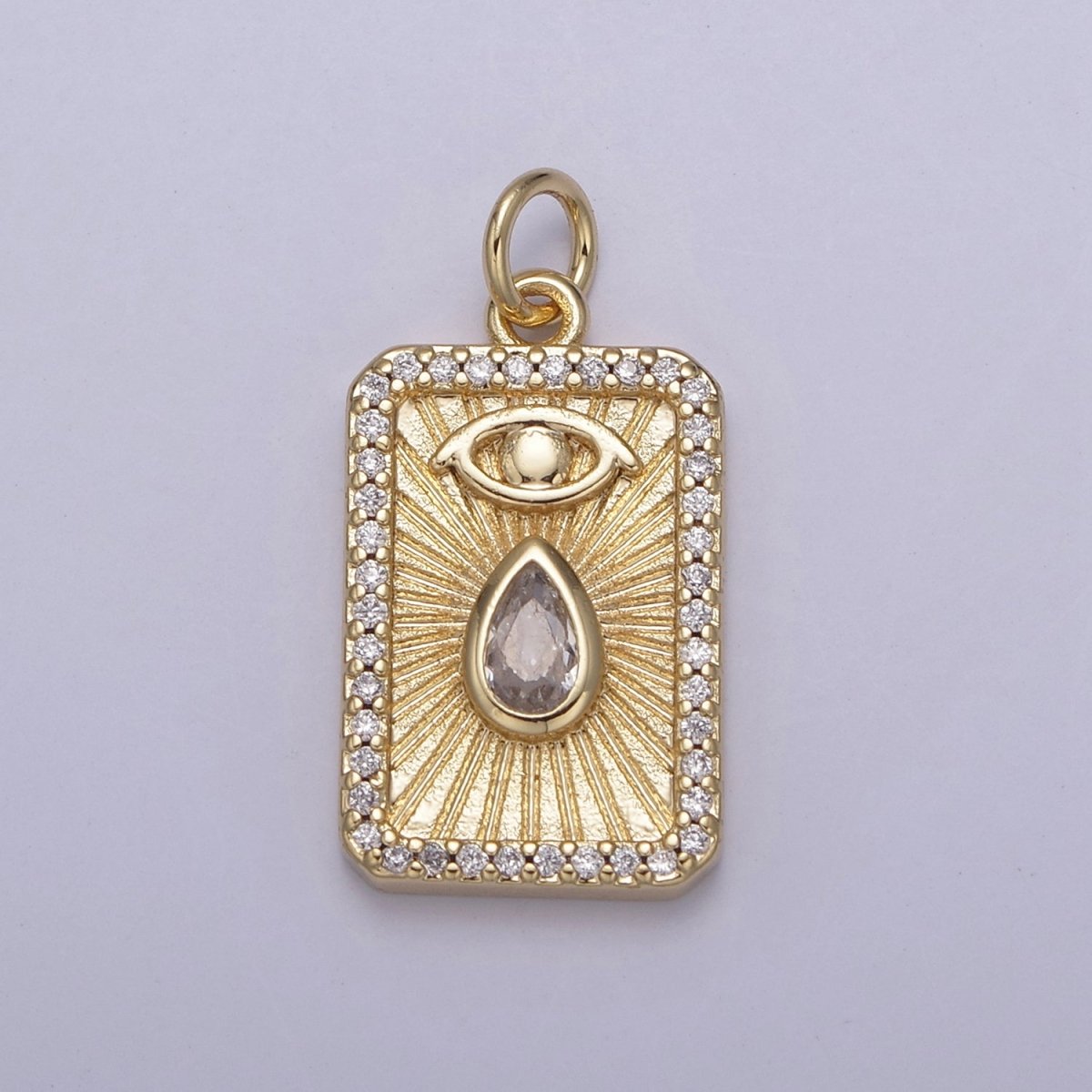 Gold Filled Evil Eye Charm Necklace Cubic Zirconia Tear Drop Evil Eye Charm Necklace, Rectangle Evil Eye Charm, Evil Eye Tag, Square Evil Eye Charm, Eye of Ra N-777 - N-780