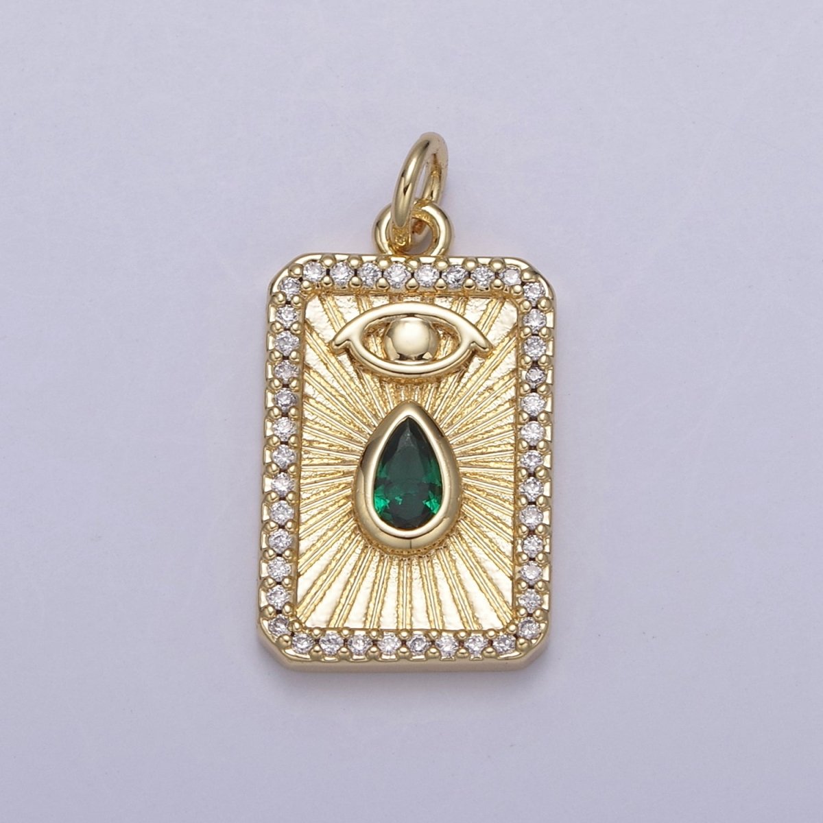 Gold Filled Evil Eye Charm Necklace Cubic Zirconia Tear Drop Evil Eye Charm Necklace, Rectangle Evil Eye Charm, Evil Eye Tag, Square Evil Eye Charm, Eye of Ra N-777 - N-780