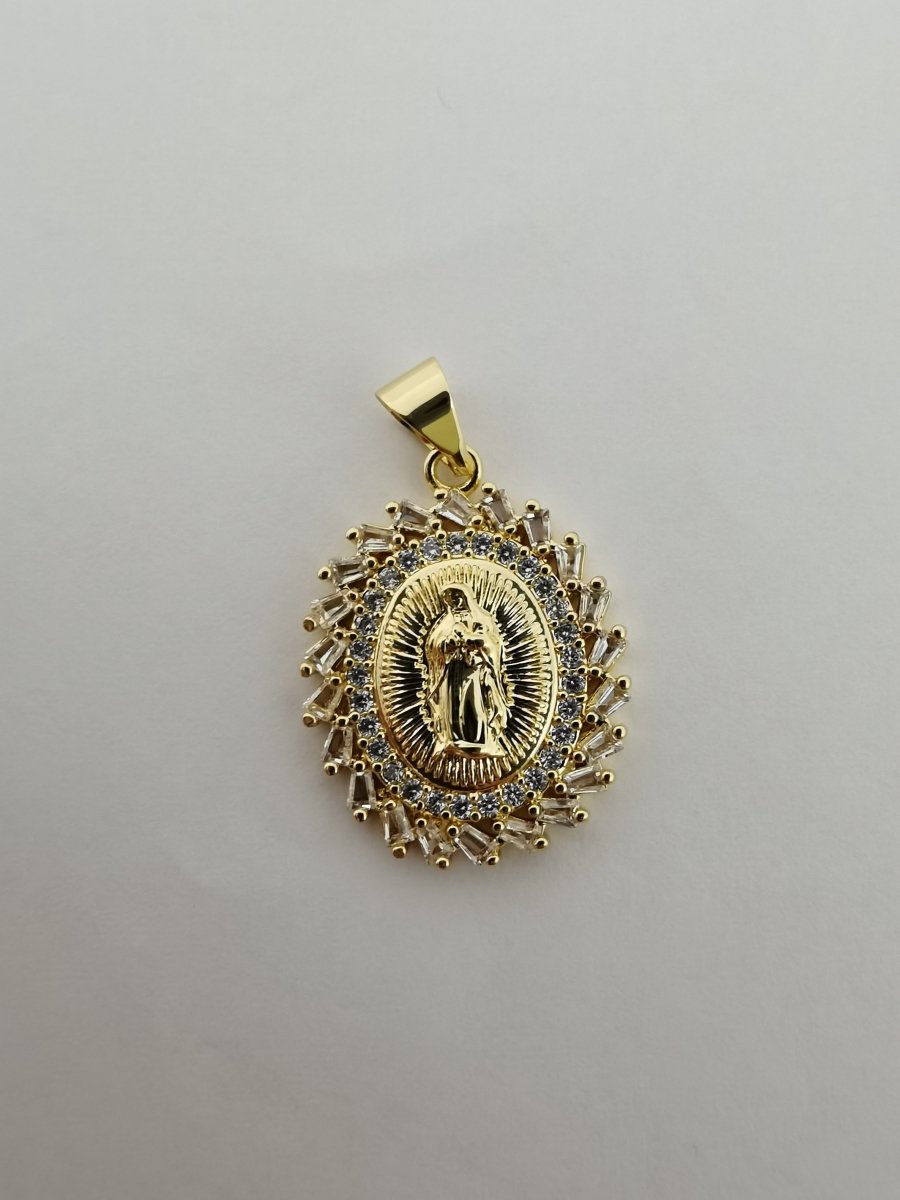 Gold Filled Holy Mary Oval Pendants  I-736