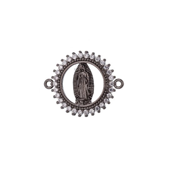 Gold Filled Holy Mother Mary Blessed Virgin Mother of Jesus Religious Cubic Zirconia Bracelet Charm Finding CONNECTOR For Jewelry Making | F-248
