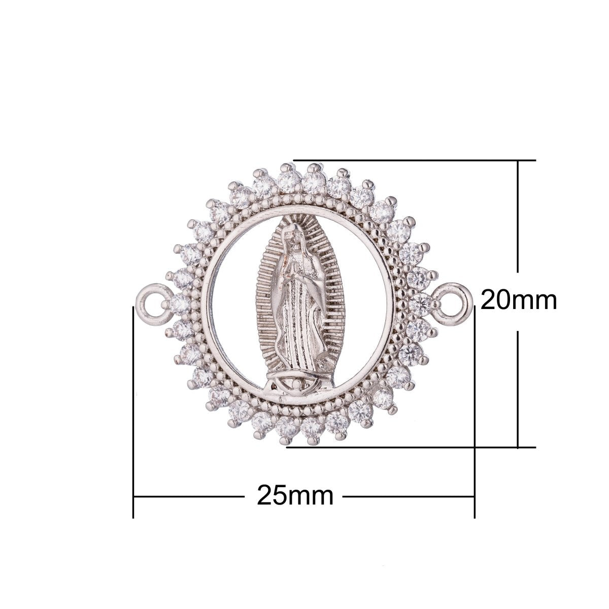 Gold Filled Holy Mother Mary Blessed Virgin Mother of Jesus Religious Cubic Zirconia Bracelet Charm Finding CONNECTOR For Jewelry Making | F-248