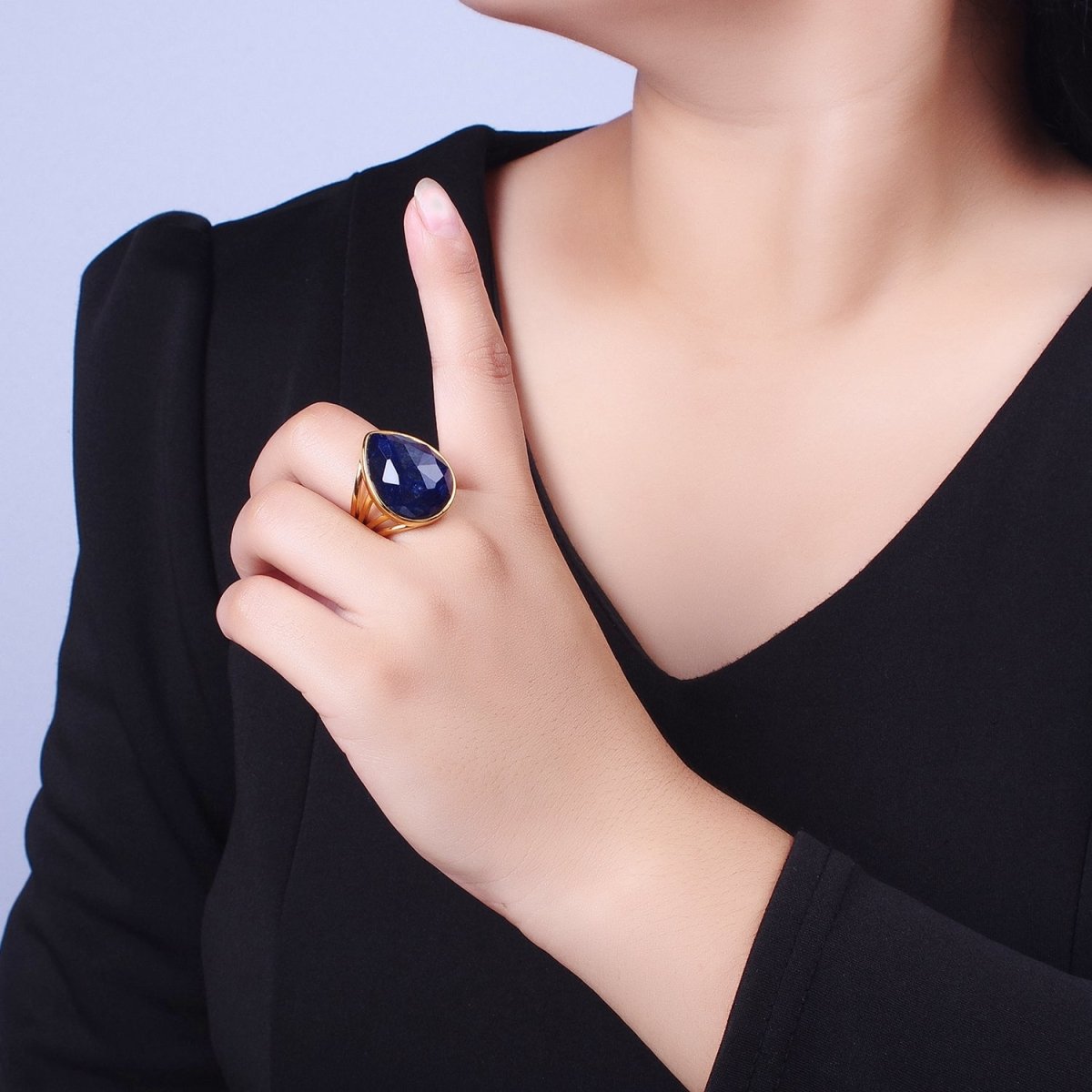 Gold Filled Multifaceted Teardrop Gemstone Ring | O-152~O-157 O-165 O-186 O-187
