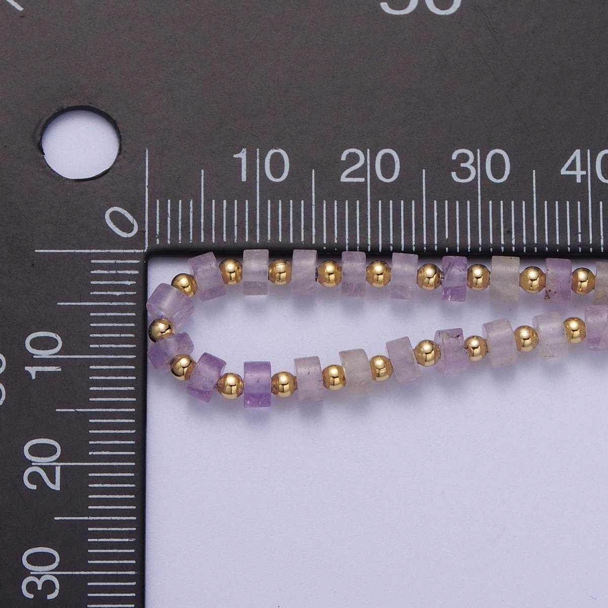 Gold Filled Purple Amethyst Rondelle Heishi Gemstone Gold Spacer Beads 15.5 Inch Choker Necklace | WA-1429 Clearance Pricing