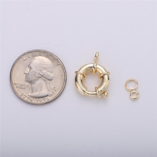 Gold Filled Sailor's Clasp, Large Spring Ring Include Loops 10mm / 13mm / 15mm / 17mm / 19mm / 21mm for Large Necklace, Bracelet, Anklets Findings K-004 - K-006 K-276 - K-278 K-615 K-568