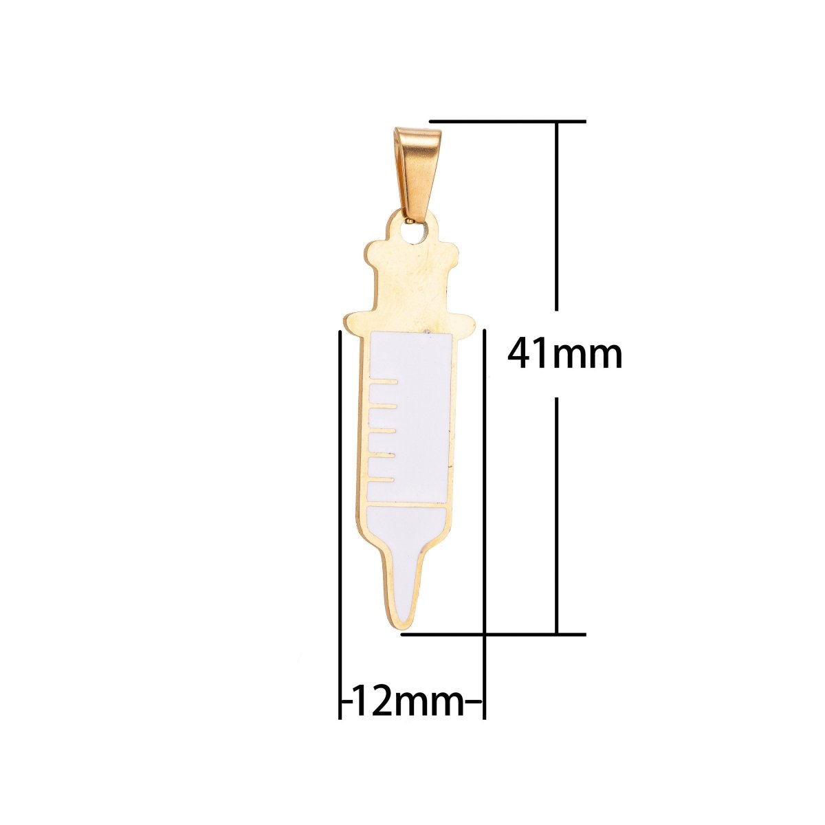 Gold Filled Shot SYRINGE Charms Nurse RN Doctor Medical Themed Pendant Gift idea for Jewelry Making J-412