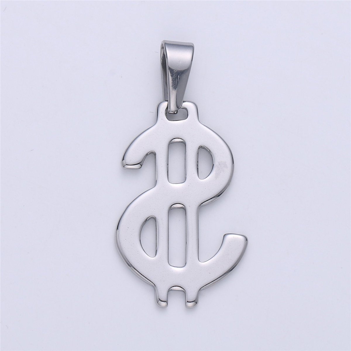 Gold Filled Stainless Steel Dollar Sign, Golden US Dollar Currency, Necklace Pendant Charm Bead Bails Findings for Jewelry Making J-666
