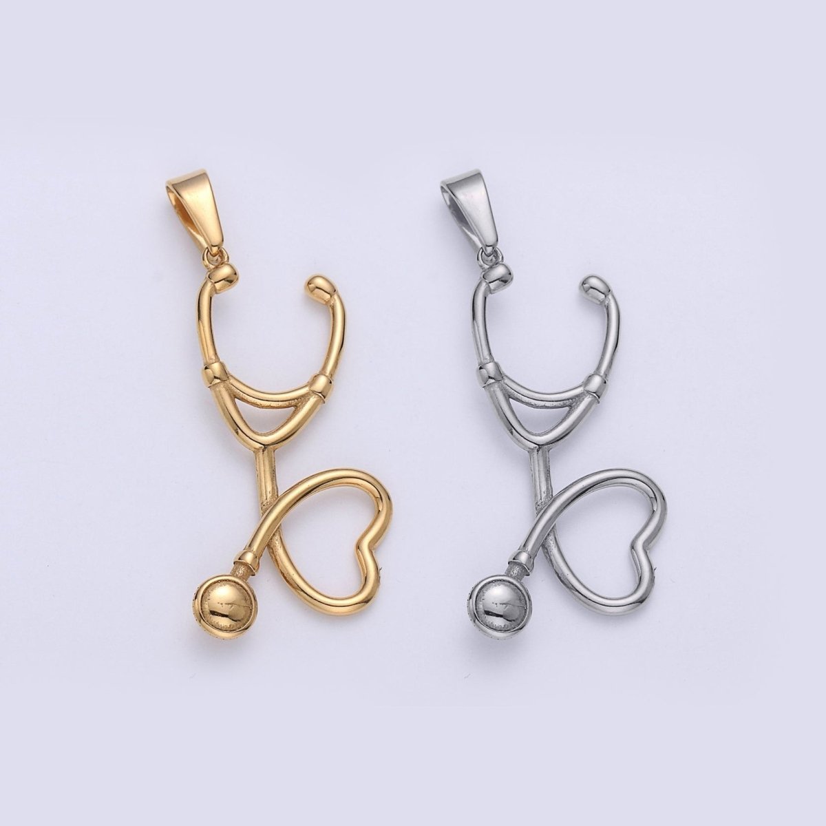 Gold Filled Stethoscope Pendant ,Silver Stethoscope Charm ,Gold Stethoscope for Doctor Nurse,Medical StudentPhysician Gift Jewelry J-671
