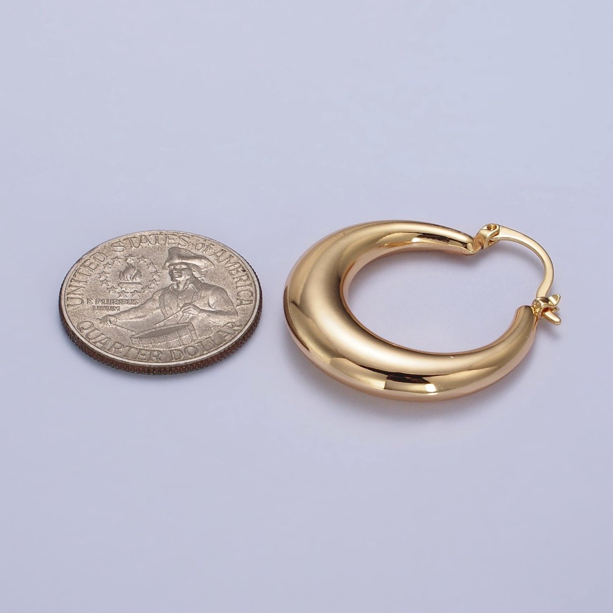 Gold Filled Thin Dome 30mm Hoops French Lock Earrings in Gold & Silver | AB212 AB213
