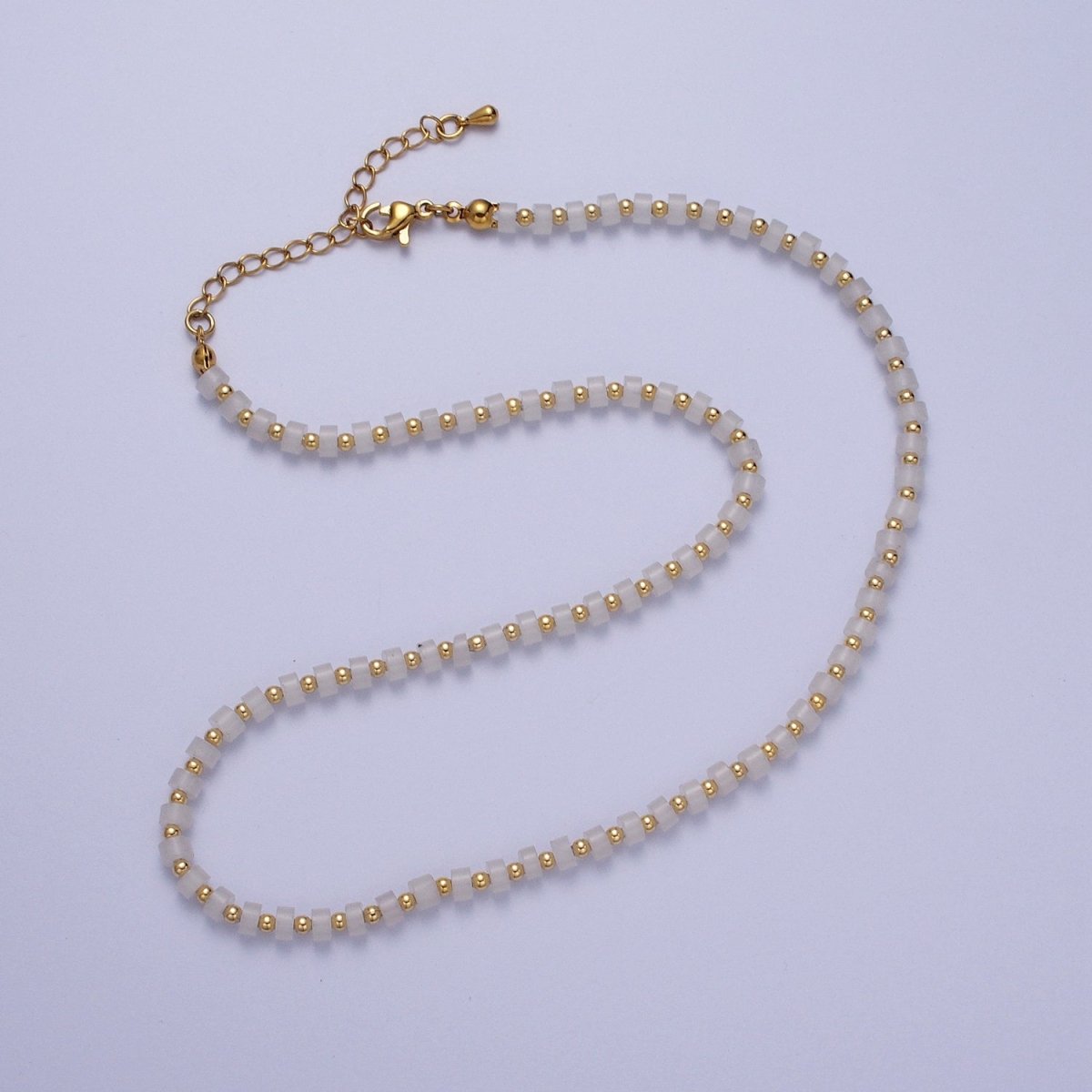 Gold Filled White Jade Rondelle Heishi Gemstone Gold Spacer Beads 15.5 Inch Choker Necklace | WA-1431 Clearance Pricing