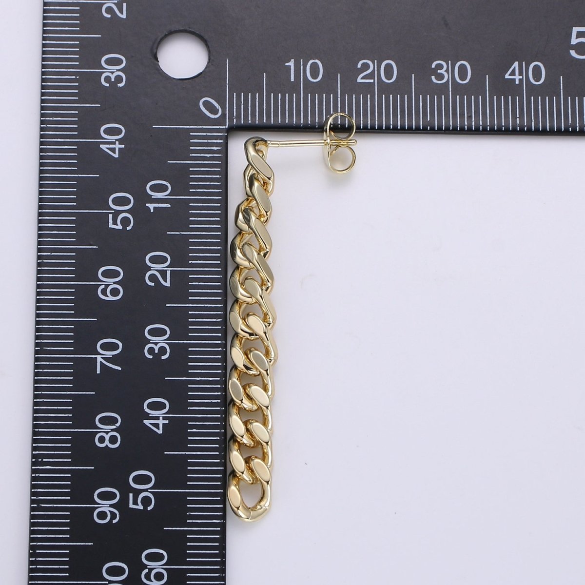 Gold Flat Cuban Chain Link Chain Stud Earring Dangle Pendant P-129 P-130