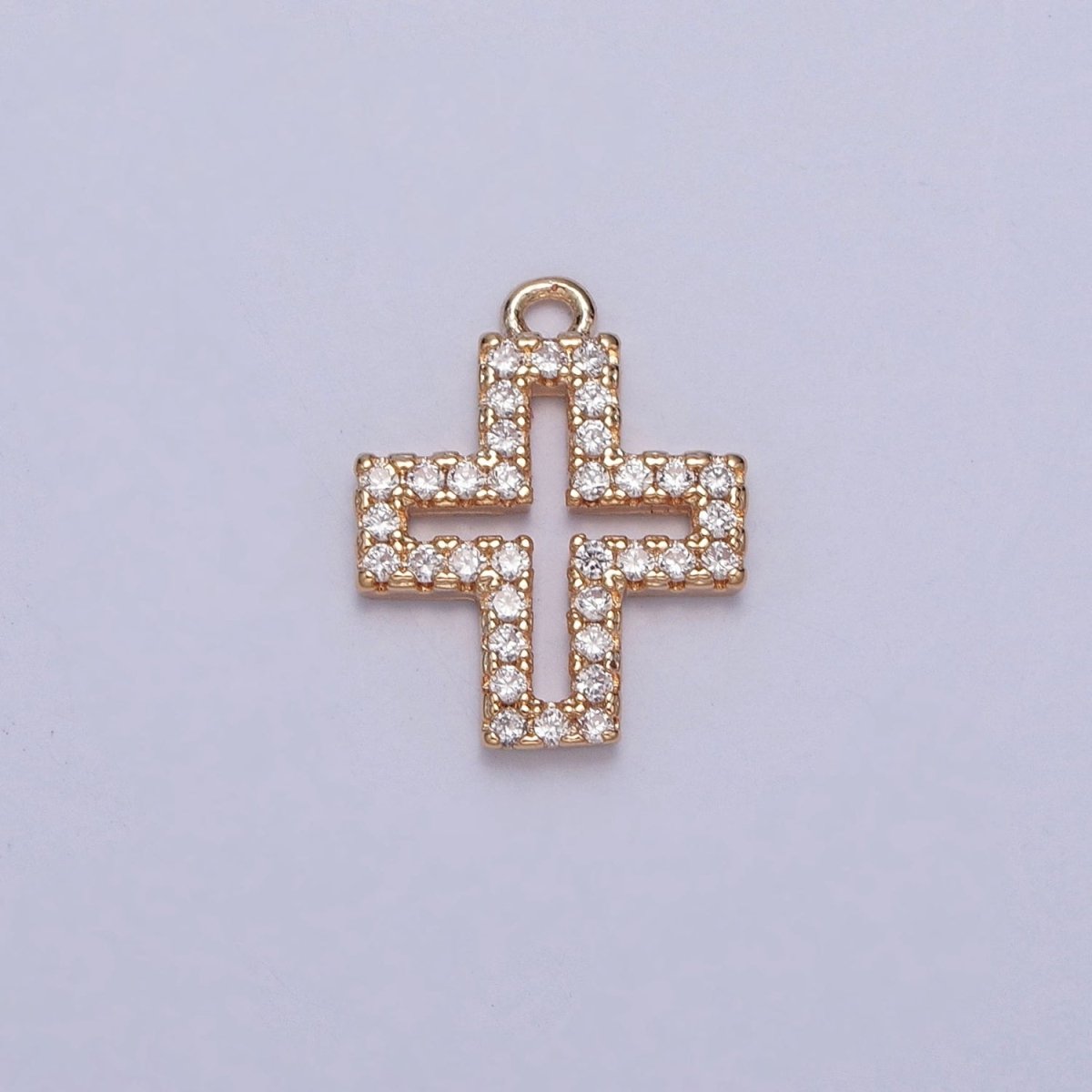 Gold Greek Cross Micro Paved Cubic Zirconia Charm For Religious Jewelry | X-253