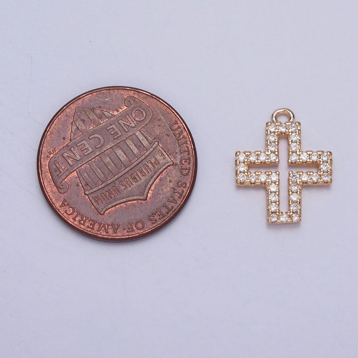 Gold Greek Cross Micro Paved Cubic Zirconia Charm For Religious Jewelry | X-253
