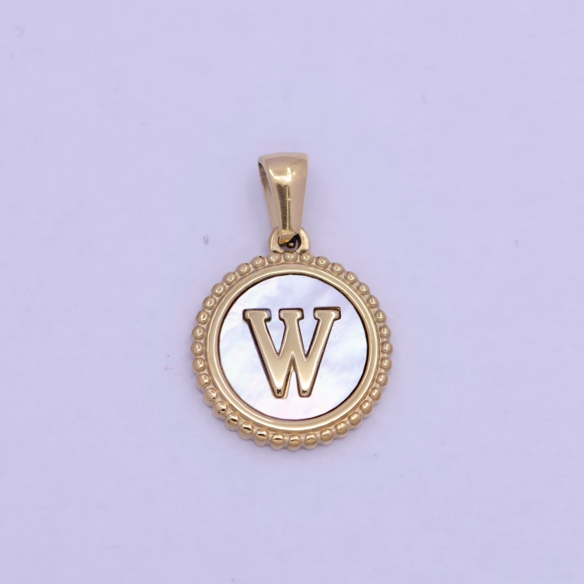 Gold Initial Letter Necklace Pendant Alphabet Charm Shell Pearl Letter Minimalist Jewelry Supply Coin Pendant for Necklace Bracelet A-888-A-900