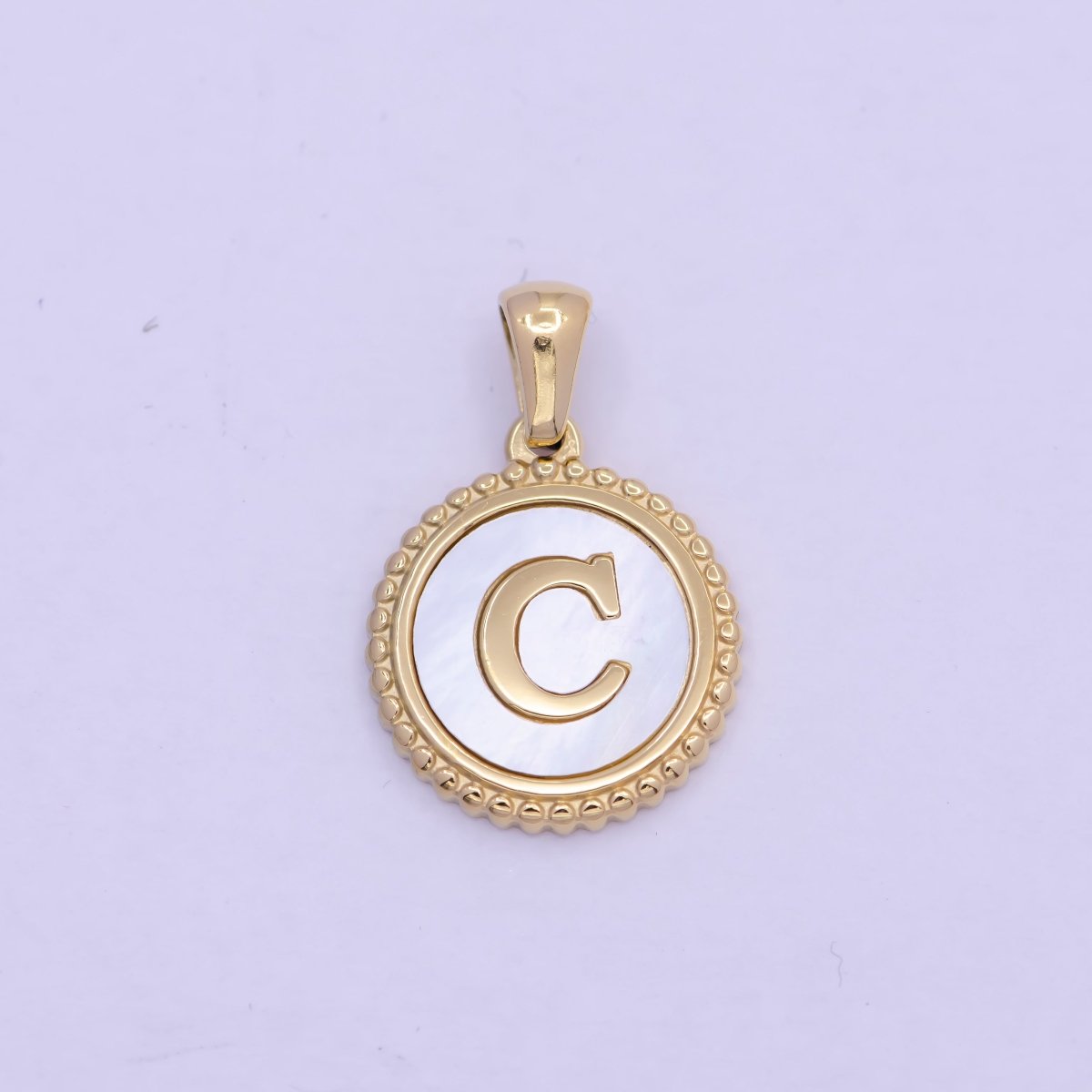 Gold Initial Letter Necklace Pendant Alphabet Charm Shell Pearl Letter Minimalist Jewelry Supply Coin Pendant for Necklace Bracelet A-888-A-900