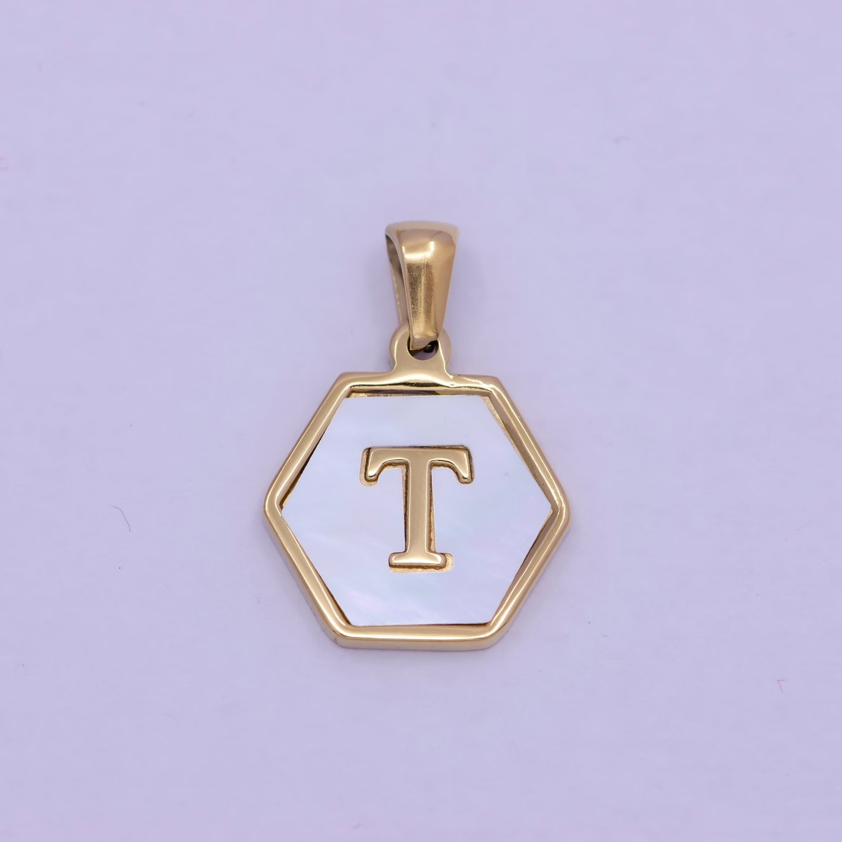 Gold Initial Letter Necklace Pendant Hexagon Alphabet Charm Mother of pearl Letter Minimalist Jewelry Shell Hexagon Pendant for Necklace Bracelet A-875-A-887