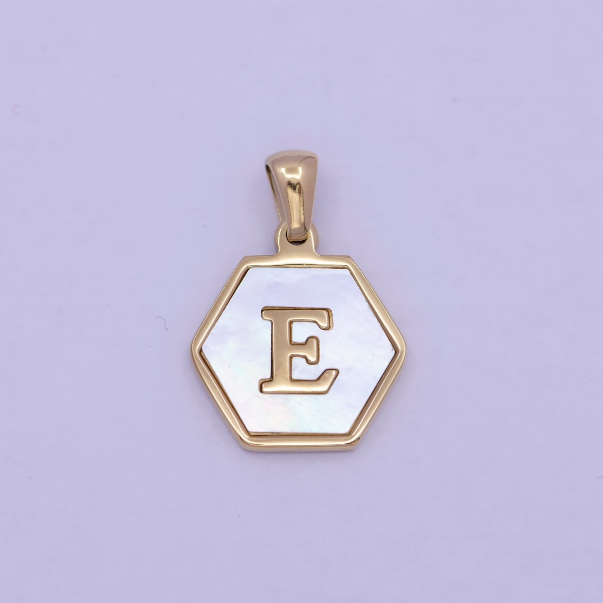 Gold Initial Letter Necklace Pendant Hexagon Alphabet Charm Mother of pearl Letter Minimalist Jewelry Shell Hexagon Pendant for Necklace Bracelet A-875-A-887