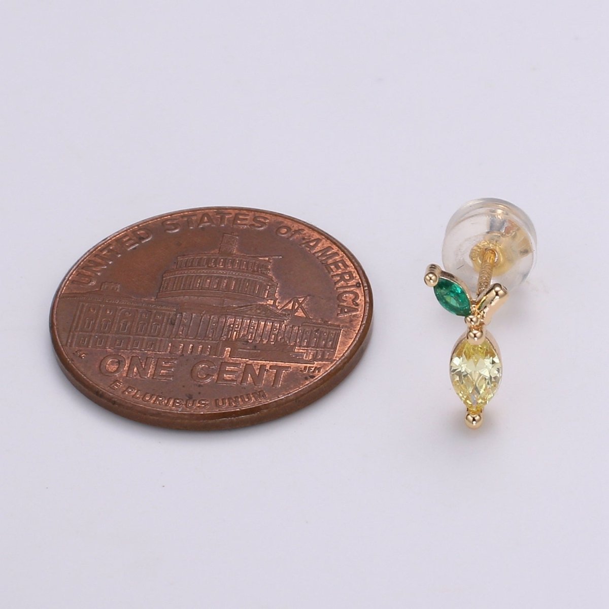 Gold Lemon Stud Earring, Crystal Lemon Studs, Lemon Fruit Earring, Minimalist Earring, Dainty Earrings for Girls, Gift P-018