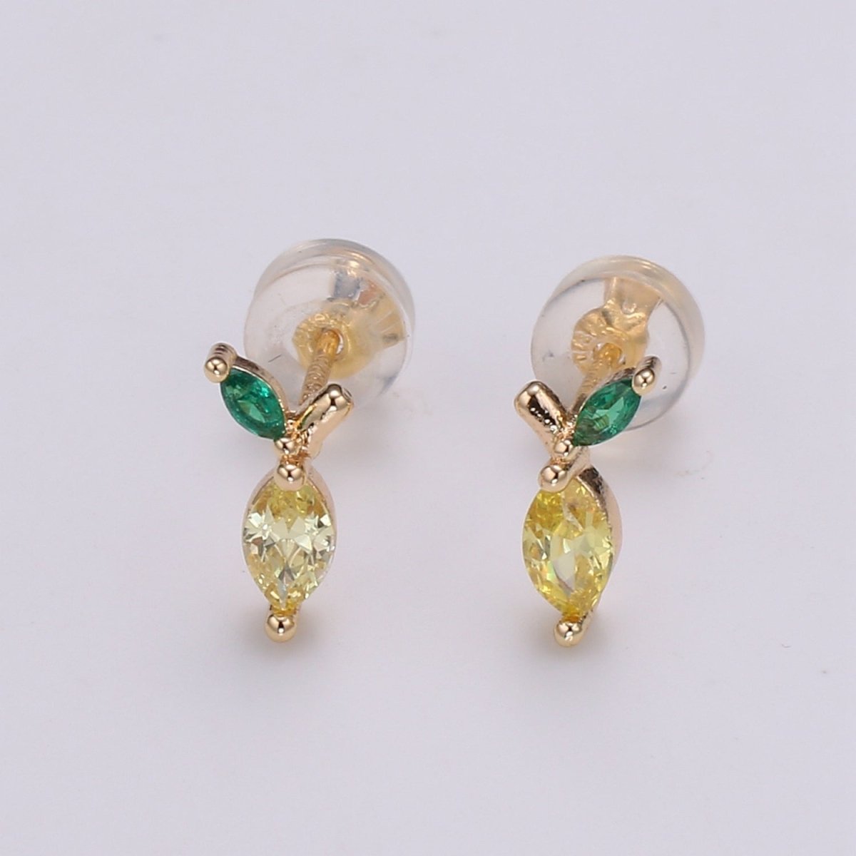 Gold Lemon Stud Earring, Crystal Lemon Studs, Lemon Fruit Earring, Minimalist Earring, Dainty Earrings for Girls, Gift P-018