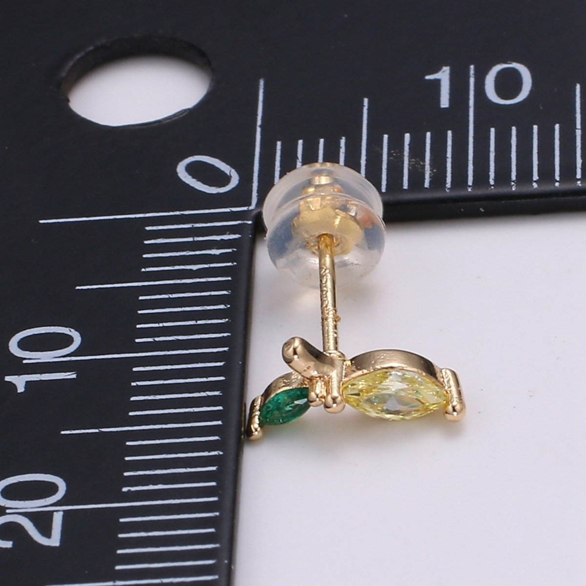 Gold Lemon Stud Earring, Crystal Lemon Studs, Lemon Fruit Earring, Minimalist Earring, Dainty Earrings for Girls, Gift P-018