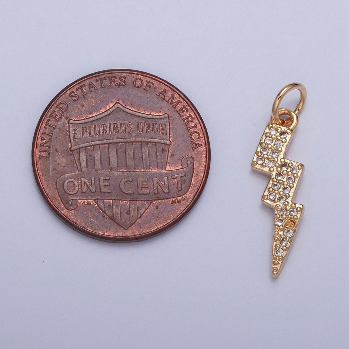 Gold Lightning Bolt Thunder Micro Paved Cubic Zirconia Charm For Weather Jewelry | X-257