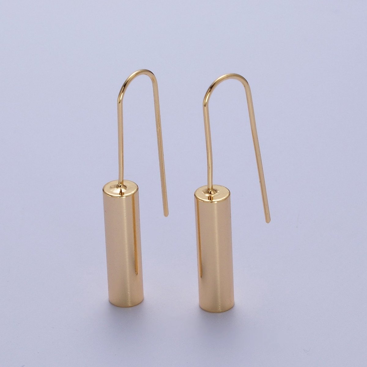Gold Long Tube French Hook Minimalist Earrings | AD-147