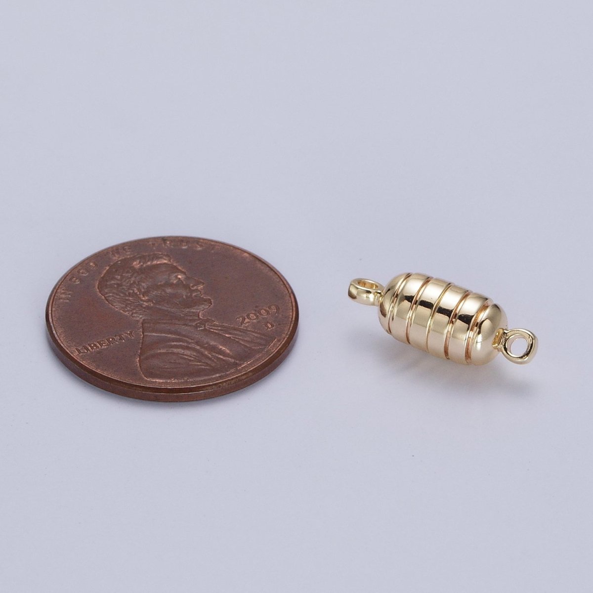 Gold Magnetic Oval Line Textured Connector Clasps Hooks Closure Supply | Z-044