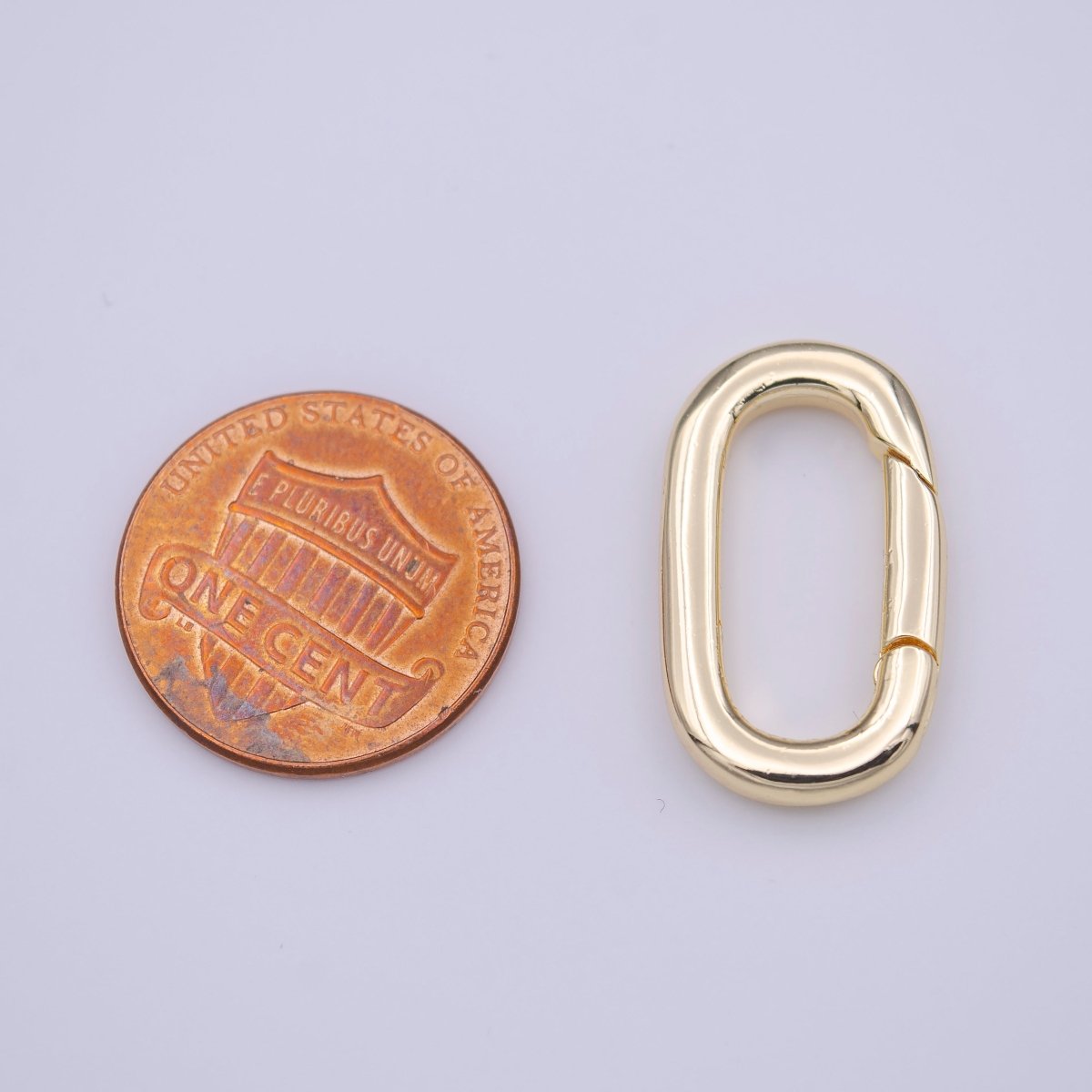 Gold Minimalist 22.7mm Long Oval Push Spring Gate Gold Jewelry Supply | K-210