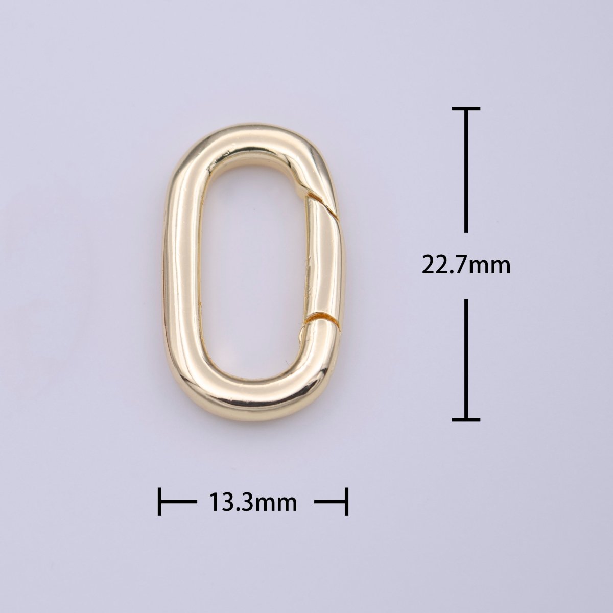 Gold Minimalist 22.7mm Long Oval Push Spring Gate Gold Jewelry Supply | K-210
